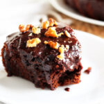 chocolate pumpkin spice bundt cake with walnuts