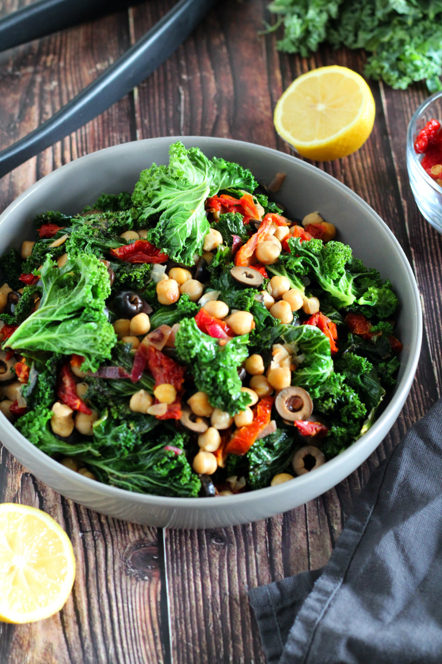 warm kale and chickpea salad