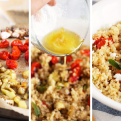 roasted eggplant and tomato quinoa salad