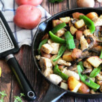 one pan chicken, potato, pepper, and mushroom skillet
