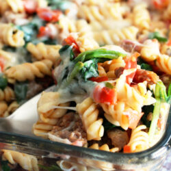 sausage spinach and tomato pasta bake