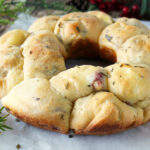 thanksgiving leftovers monkey bread filled with cranberry sauce, turkey, and stuffing