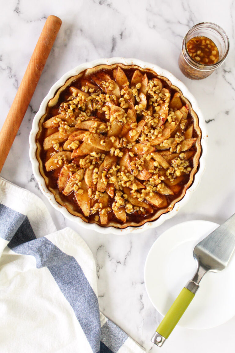 Apple Cinnamon Tart with Walnut Caramel Sauce