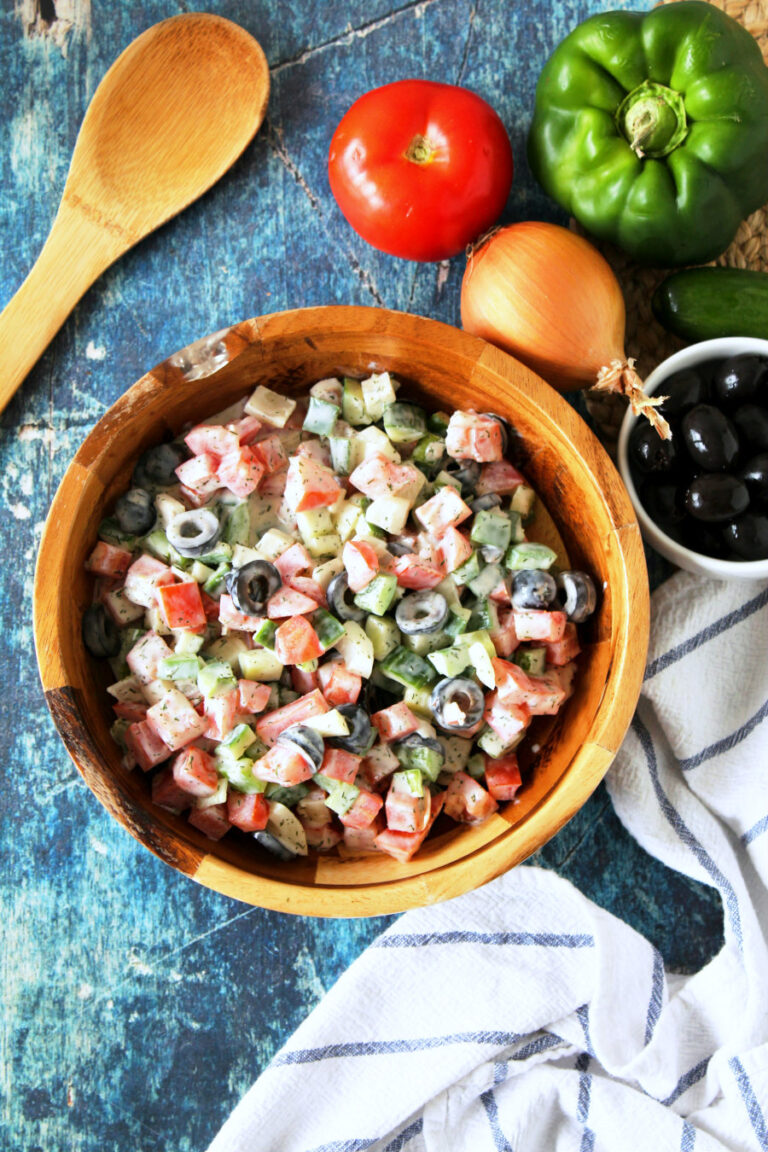 Creamy Greek Chopped Vegetable Salad