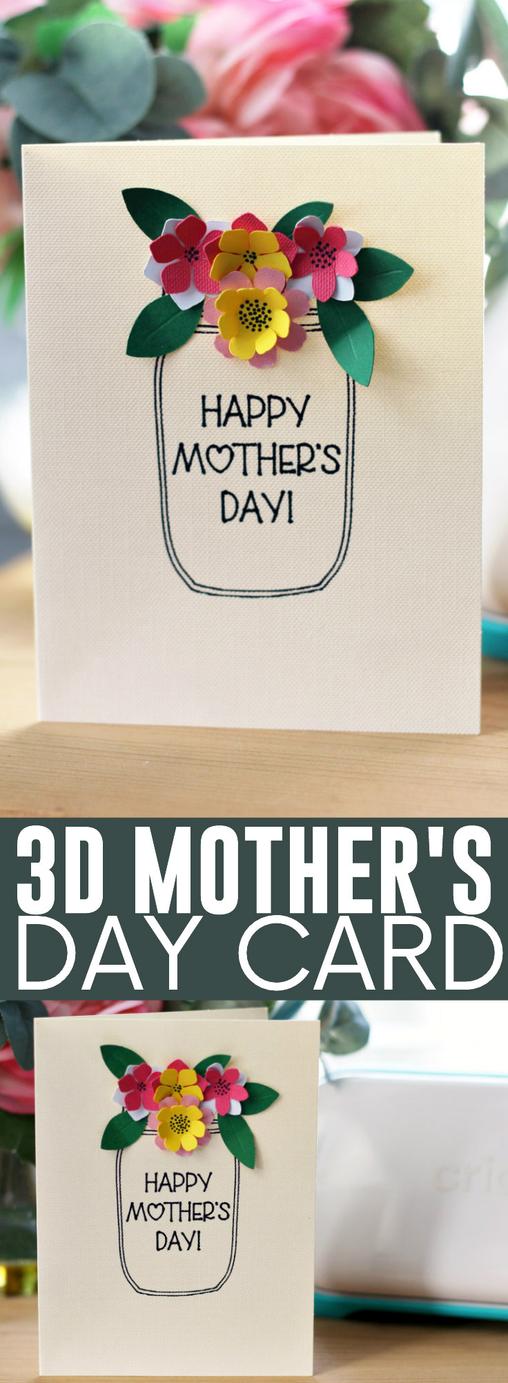 3D Mother's Day Card pinnable image.