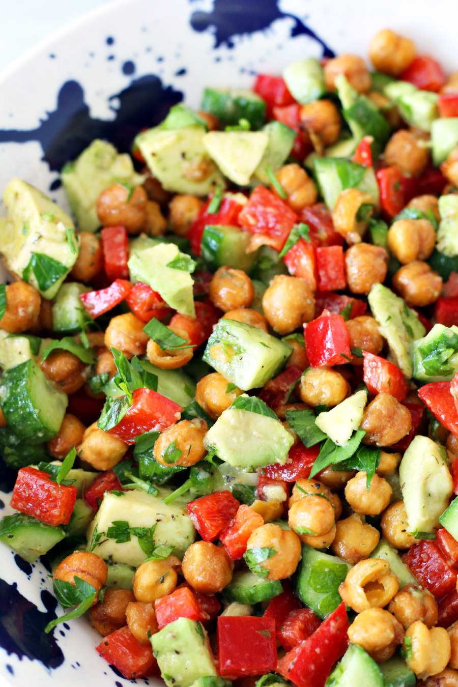 Close up of Crispy Chickpea and Avocado Salad.