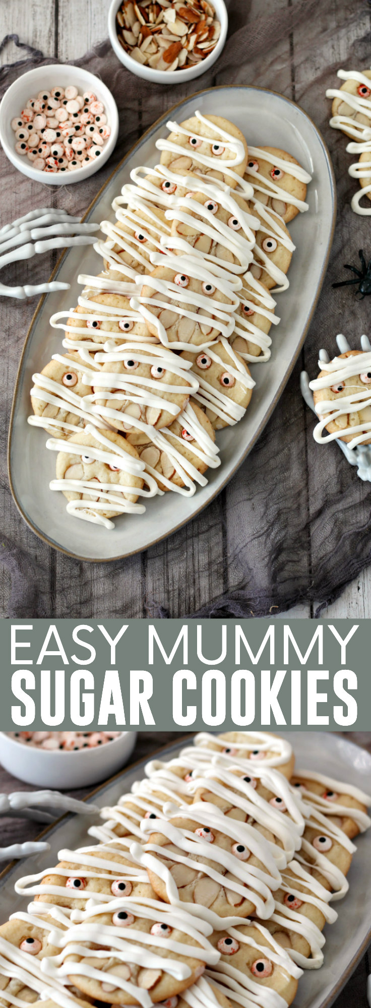 Easy Mummy Sugar Cookies pinnable image.