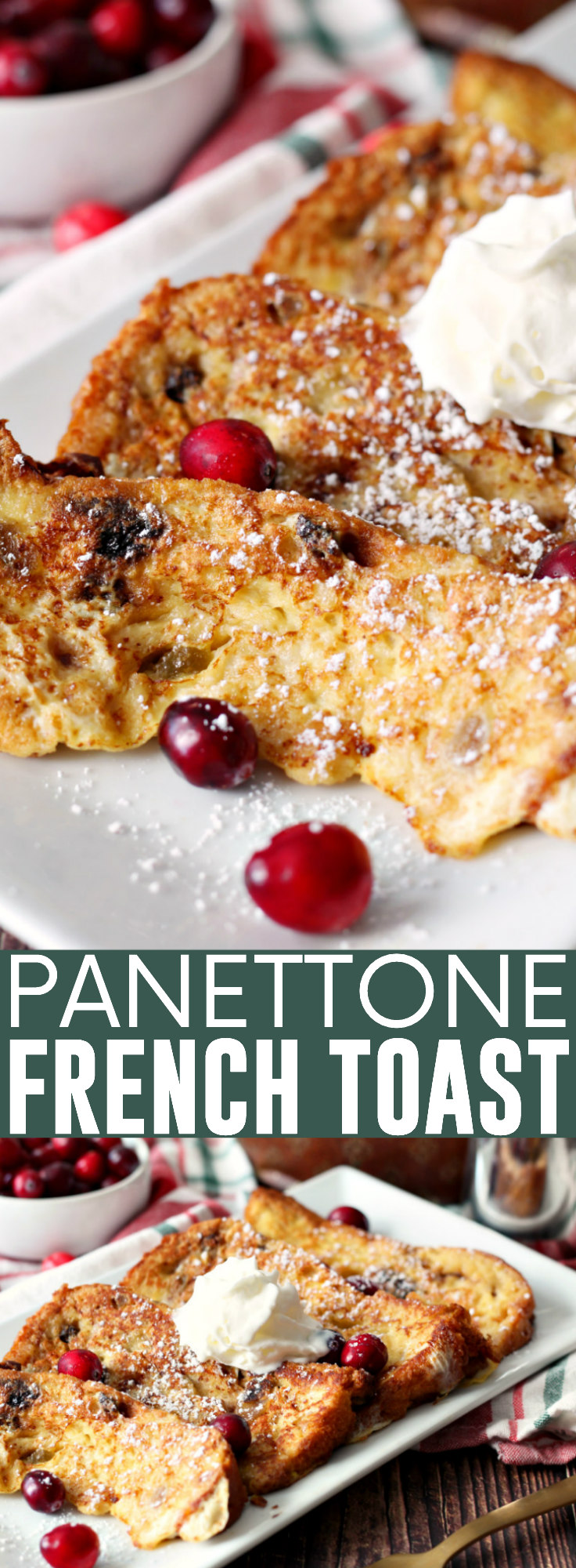 Panettone French Toast pinnable image.
